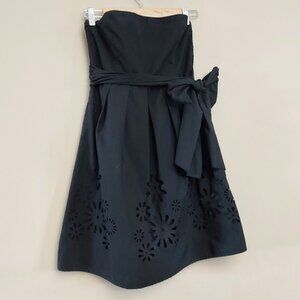 Rhapsody black mini halter dress with lazer cut out lace detail